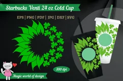 Sunflower St Patricks day SVG, tumbler Venti Cold Cup 24 oz Product Image 1