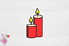 Christmas candle stickers, 1 PNG printable sticker Product Image 2