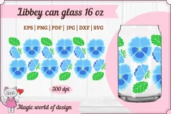 Blue Pansy seamless For Libbey Can Glass 16 OZ Wrap Product Image 2