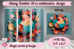 3D Rooster skinny Tumbler 20 oz Product Image 1