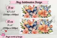 Butterflies with flowers Mug wrap 11oz & 15oz, sublimation Product Image 2