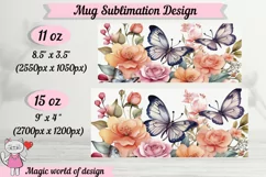 Flowers and butterflies Mug wrap 11oz & 15oz, sublimation Product Image 2