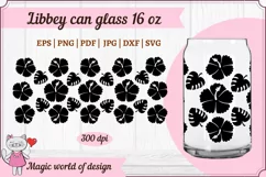 Hibiscus silhouette Flower Beer Libbey Can Glass 16 oz Wrap Product Image 1