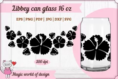 Hibiscus silhouette Flower Beer Libbey Can Glass 16 oz Wrap Product Image 1