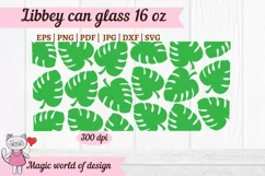 Tropical monstera leaves For Libbey Can Glass 16 OZ Wrap Product Image 3