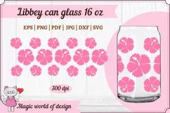 Hibiscus Flower Beer Libbey Can Glass 16 oz Wrap Svg Product Image 1