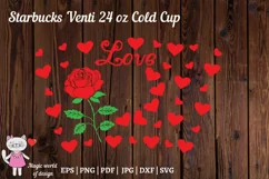 Red Roses with hearts for Full Wrap Venti Cold Cup 24 ozDeca Product Image 3