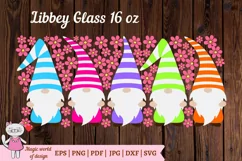 Spring Gnome Svg with Flowers , Libbey Can Glass 16 oz Wrap Product Image 3