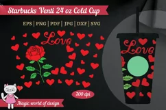 Red Roses with hearts for Full Wrap Venti Cold Cup 24 ozDeca Product Image 2