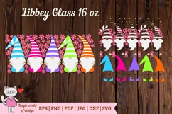 Spring Gnome Svg with Flowers , Libbey Can Glass 16 oz Wrap Product Image 4