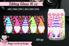 Spring Gnome Svg with Flowers , Libbey Can Glass 16 oz Wrap Product Image 1
