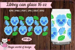 Blue Pansy seamless For Libbey Can Glass 16 OZ Wrap Product Image 4