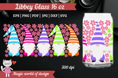 Spring Gnome Svg with Flowers , Libbey Can Glass 16 oz Wrap Product Image 2