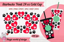 St. Valentine's Day Dog, Paw Print for Venti Cold Cup 24 oz Product Image 1