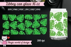Tropical monstera leaves For Libbey Can Glass 16 OZ Wrap Product Image 1