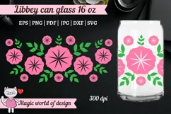 Pink bouquet flower svg Libbey 16oz can glass svg Product Image 1