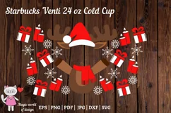 Christmas santa deer svg,Full Wrap Venti Cold Cup 24 oz Product Image 2