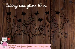 Wild flowers butterfly svg Full Wrap Libbey 16 oz can glass Product Image 3