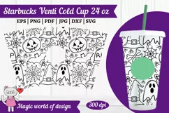 Halloween pumpkin and bones bat for Tumbler Cold Cup 24 Oz Product Image 1