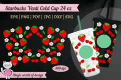 Strawberries with cherries svg for tumbler Venti cold cup 24 Product Image 1