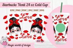 Mom Life, Kisses & Hearts Full Wrap Venti Cold Cup 24 oz Product Image 1