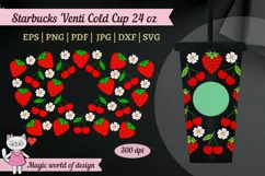 Strawberries with cherries svg for tumbler Venti cold cup 24 Product Image 4