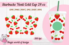 Strawberries with cherries svg for tumbler Venti cold cup 24 Product Image 2