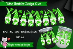 St Patricks day gnome SVG for Wine Tumbler 12 oz with Lid Product Image 1
