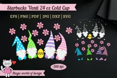 Easter Gnomes with flowers svg, tumbler Venti Cold Cup 24 oz Product Image 3
