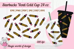 Pencil Teach Love svg Full Wrap Tumbler Venti cold Cup 24 oz Product Image 1