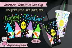 Happy Easter gnome svg, tumbler venti cold cup 24 oz no hole Product Image 1