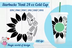 Half sunflower Nurse svg for tumbler Venti Cold Cup 24 oz Product Image 3