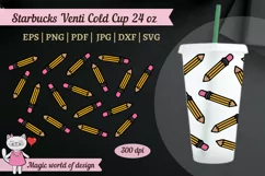 Pencil Teach Love svg Full Wrap Tumbler Venti cold Cup 24 oz Product Image 6