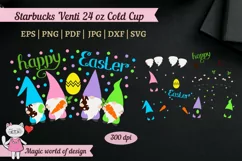 Happy Easter gnome svg, tumbler venti cold cup 24 oz no hole Product Image 3