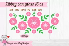 Pink bouquet flower svg Libbey 16oz can glass svg Product Image 2