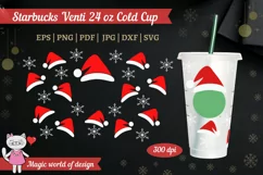 Santa hat svg with snowflakes Full Wrap Venti Cold Cup 24 oz Product Image 1
