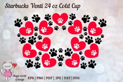 St. Valentine's Day Dog, Paw Print for Venti Cold Cup 24 oz Product Image 2