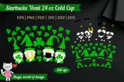 St Patricks day Gnomes SVG for Venti Cold Cup 24 oz No hole Product Image 2