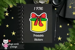 Christmas gift stickers, 1 PNG printable sticker Product Image 1