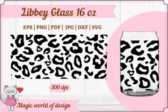 Black Cheetah Leopard svg , Libbey Can Glass 16 oz Wrap svg Product Image 1