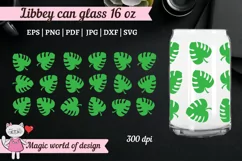 Monstera svg seamless For Libbey Can Glass 16 OZ Wrap Product Image 2