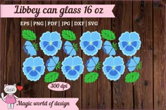 Blue Pansy seamless For Libbey Can Glass 16 OZ Wrap Product Image 5