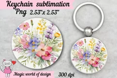 Watercolor wildflowers mom Keychain png Product Image 1