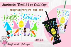 Happy Easter gnome svg, tumbler venti cold cup 24 oz no hole Product Image 2