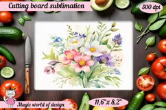 Wildflowers Vibrant Colors Watercolour design kitchen png Product Image 3