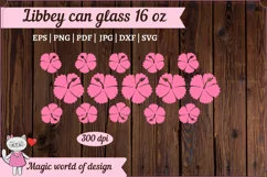 Hibiscus Flower Beer Libbey Can Glass 16 oz Wrap Svg Product Image 4