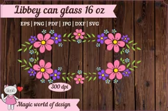 Pink flowers svg for Beer Libbey Can Glass 16 oz Product Image 3