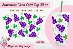Purple Grapes svg Full Wrap for Tumbler Venti cold Cup 24 oz Product Image 2