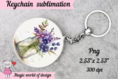 Wildflowers in a jar for keychain sublimation design png Product Image 2
