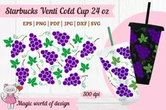Purple Grapes svg Full Wrap for Tumbler Venti cold Cup 24 oz Product Image 1